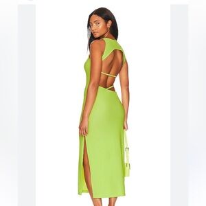 L'Academie Vibrant Green Backless Dress